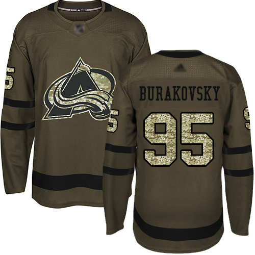 Adidas Avalanche #95 Andre Burakovsky Green Salute to Service Stitched Youth NHL Jersey